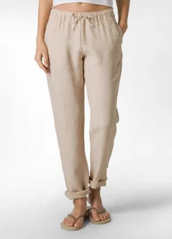 Best Sale Pantalone In Lino Con Coulisse Beige Donna Pantaloni