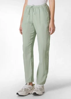 Hot Pantalone In Lino Con Coulisse Verde Donna Pantaloni
