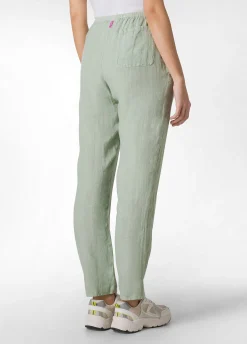 Hot Pantalone In Lino Con Coulisse Verde Donna Pantaloni