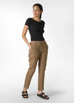 Flash Sale Pantalone In Lino Con Coulisse Marrone Donna Pantaloni