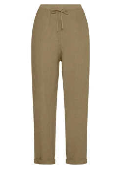 Flash Sale Pantalone In Lino Con Coulisse Marrone Donna Pantaloni