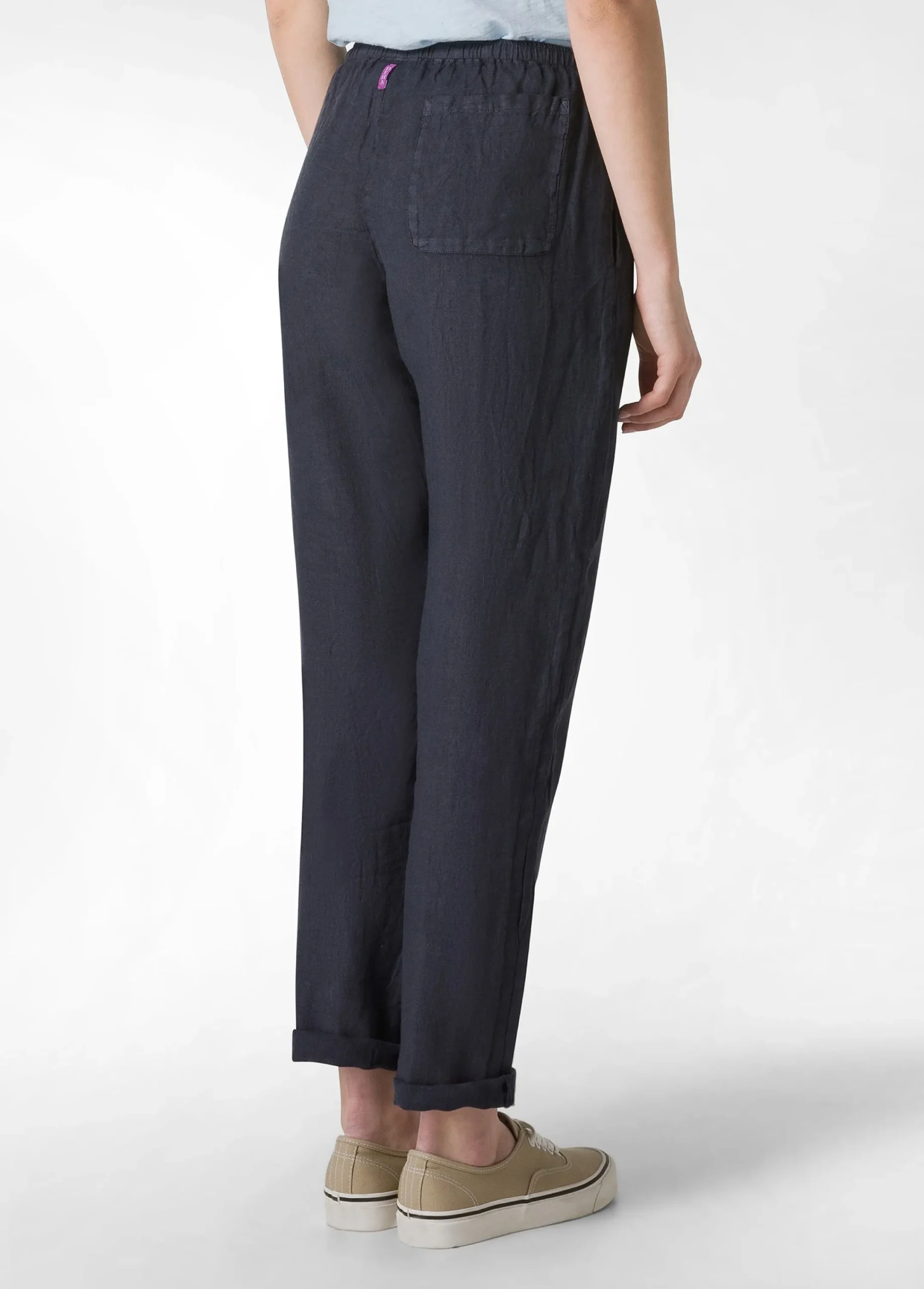Best Pantalone In Lino Con Coulisse Blu Donna Pantaloni