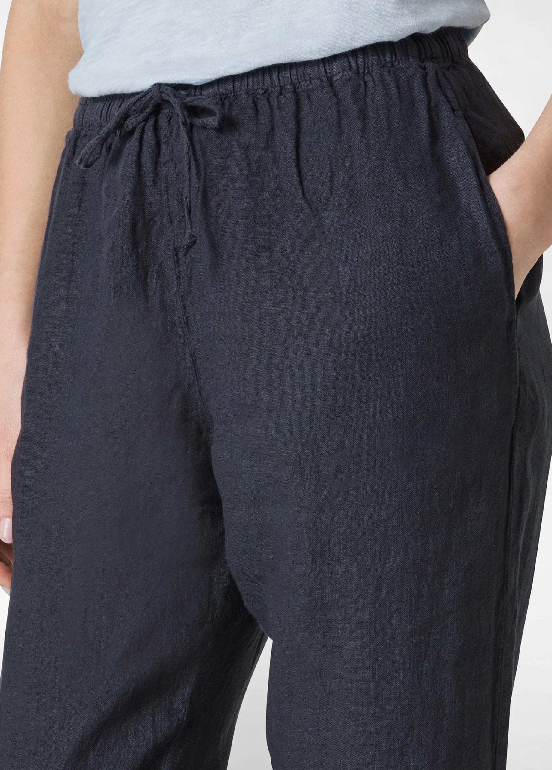 Best Pantalone In Lino Con Coulisse Blu Donna Pantaloni