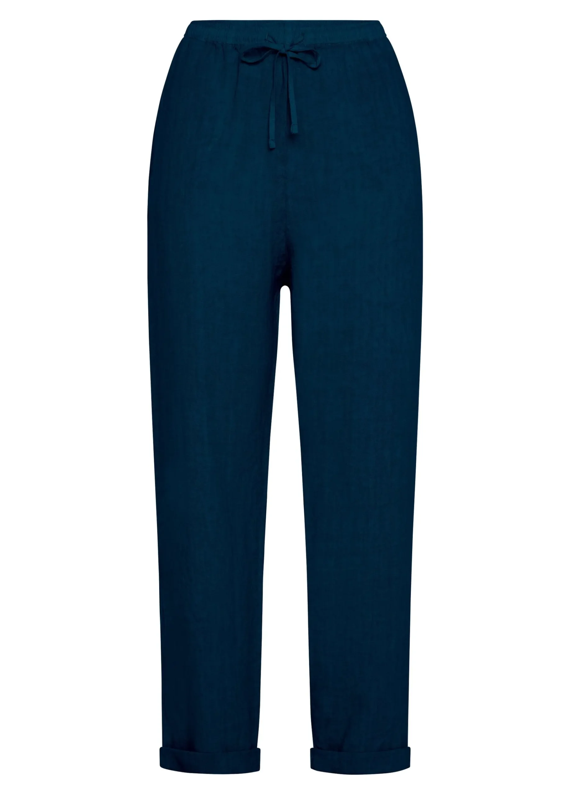 Best Pantalone In Lino Con Coulisse Blu Donna Pantaloni