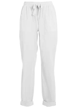 Fashion Pantalone In Popeline Con Coulisse Bianco Donna Pantaloni
