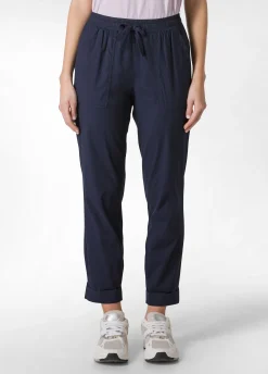 Outlet Pantalone In Popeline Con Coulisse Blu Donna Pantaloni