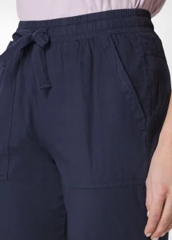 Outlet Pantalone In Popeline Con Coulisse Blu Donna Pantaloni
