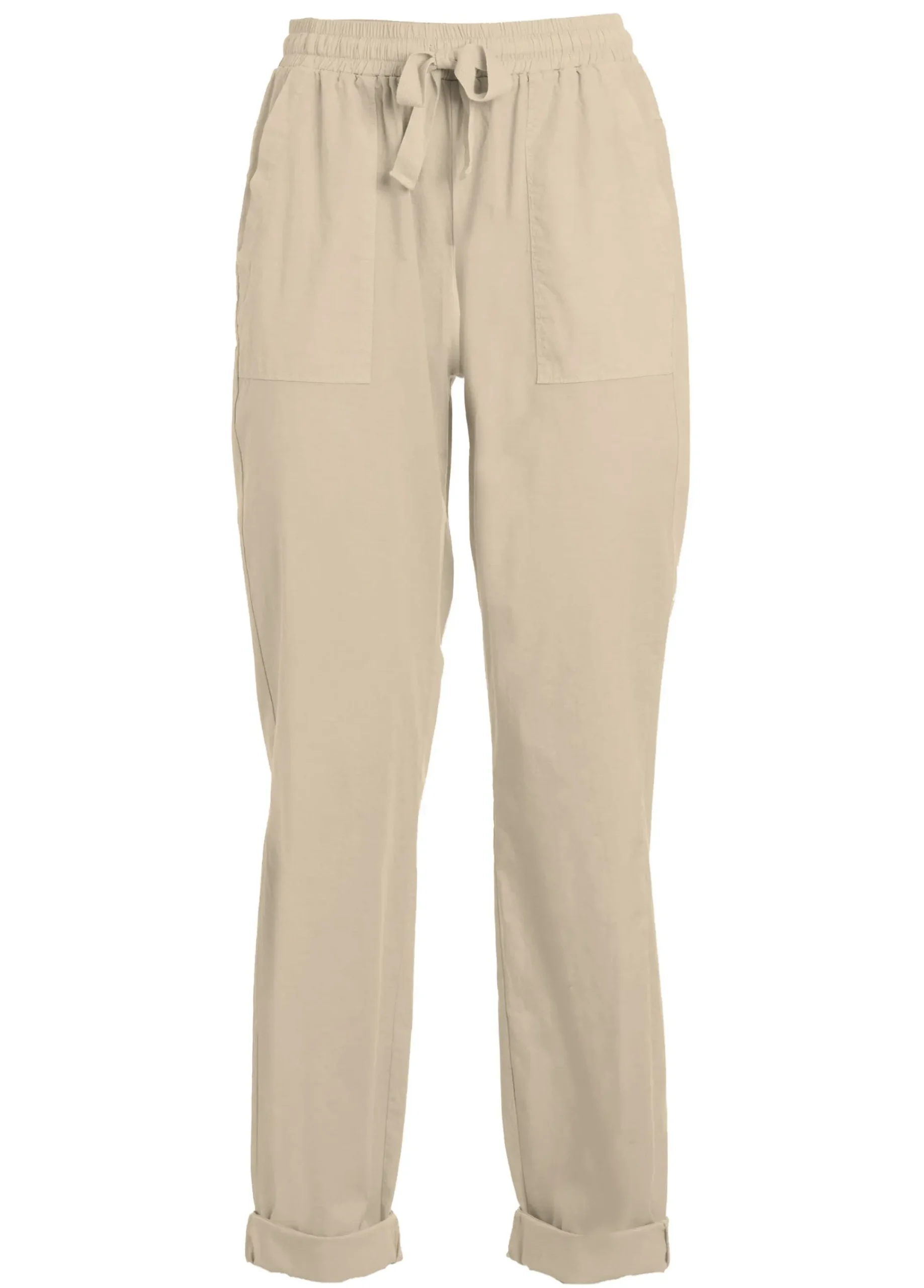 Sale Pantalone In Popeline Con Coulisse Beige Donna Pantaloni
