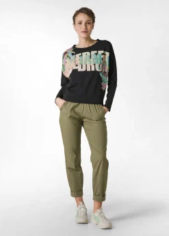Outlet Pantalone In Popeline Con Coulisse Verde Donna Pantaloni