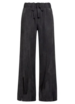 Store Pantalone In Tencel Effetto Marmo Nero Donna Pantaloni
