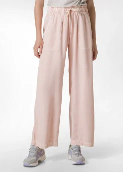 Fashion Pantalone In Tencel Effetto Marmo Rosa Donna Pantaloni