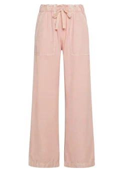 Fashion Pantalone In Tencel Effetto Marmo Rosa Donna Pantaloni