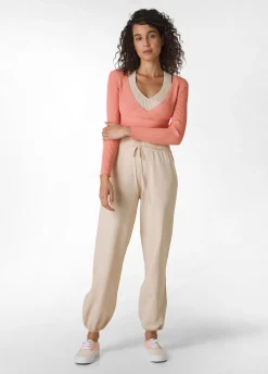 Sale Pantalone Jogger A Maglia Beige Donna Pantaloni