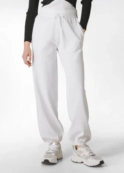 New Pantalone Jogger A Maglia Bianco Donna Pantaloni