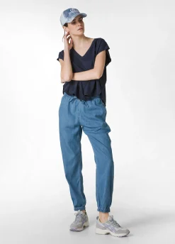Discount Pantalone Jogger In Denim Lyocell Blu Donna Pantaloni