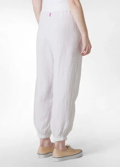 Cheap Pantalone Jogger In Lino Bianco Donna Pantaloni