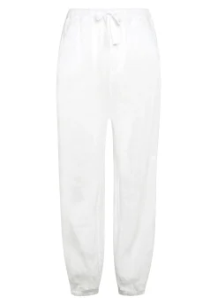 Cheap Pantalone Jogger In Lino Bianco Donna Pantaloni