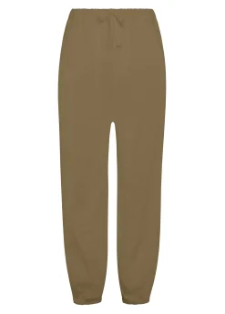 Clearance Pantalone Jogger In Lino Marrone Donna Pantaloni