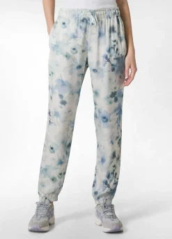 Clearance Pantalone Jogger In Raso Stampato Blu Donna Pantaloni