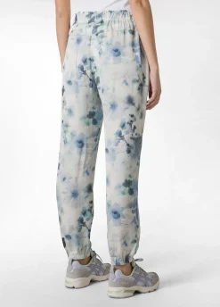 Clearance Pantalone Jogger In Raso Stampato Blu Donna Pantaloni