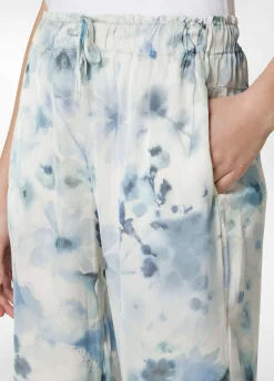 Clearance Pantalone Jogger In Raso Stampato Blu Donna Pantaloni