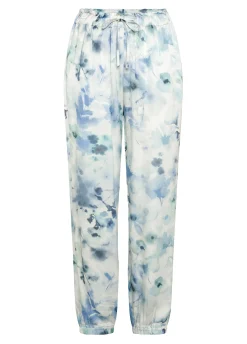 Clearance Pantalone Jogger In Raso Stampato Blu Donna Pantaloni