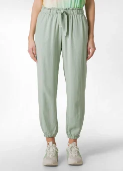 Fashion Pantalone Jogger In Twill Tencel Verde Donna Pantaloni