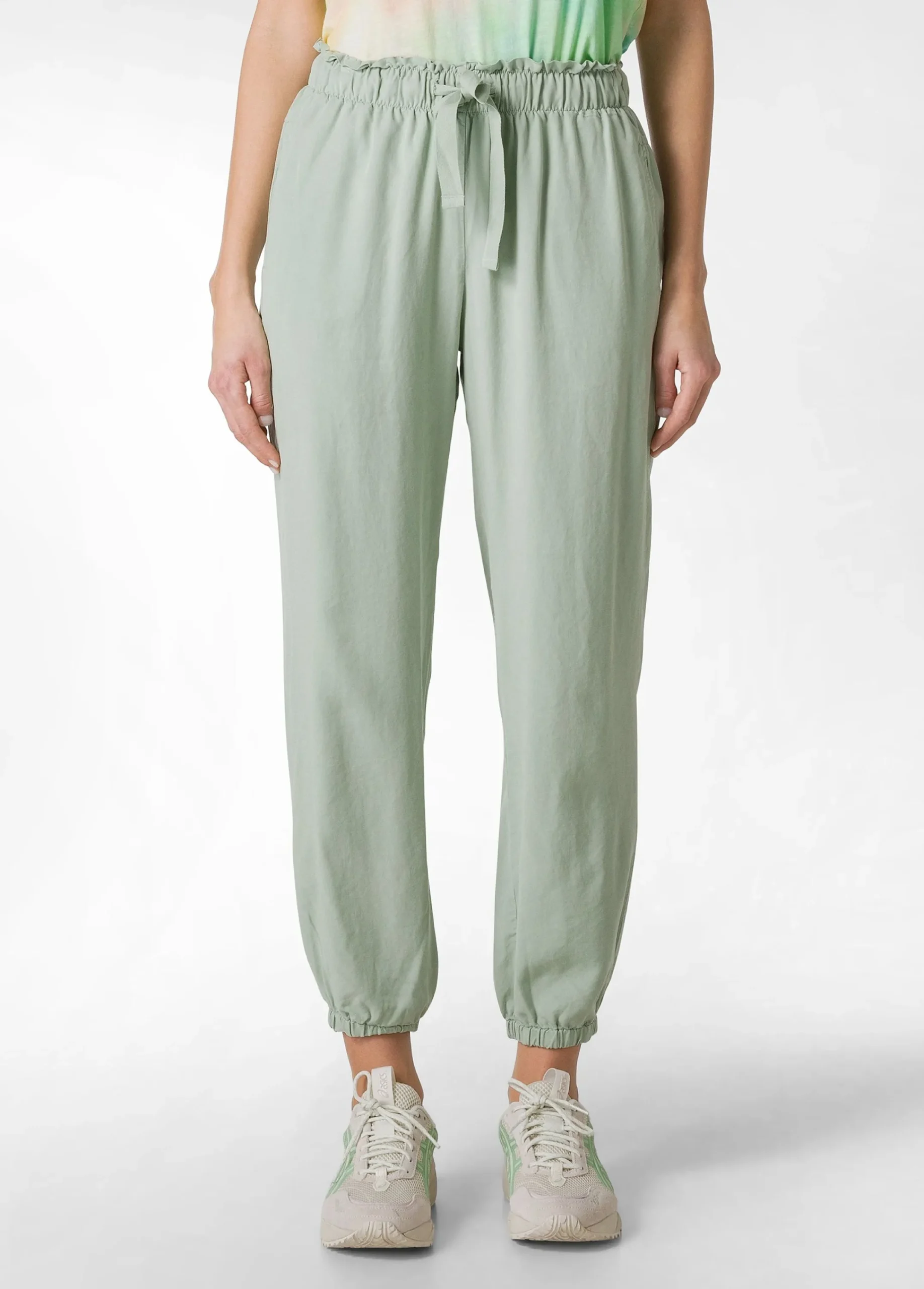 Fashion Pantalone Jogger In Twill Tencel Verde Donna Pantaloni