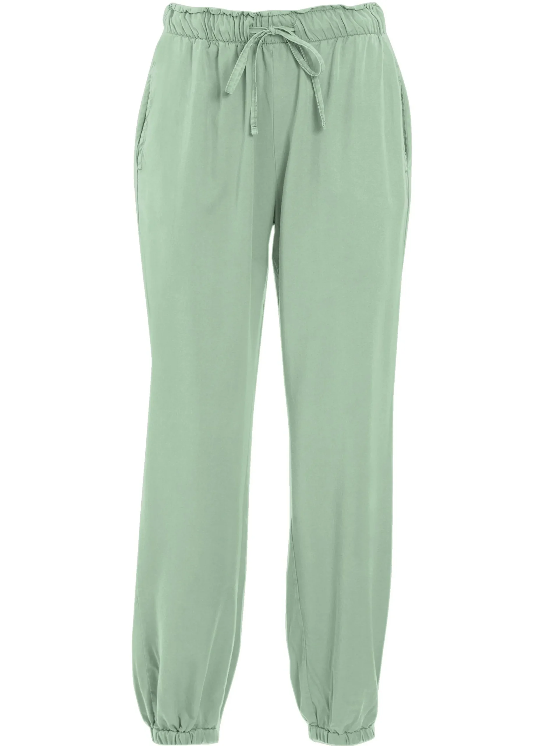 Fashion Pantalone Jogger In Twill Tencel Verde Donna Pantaloni