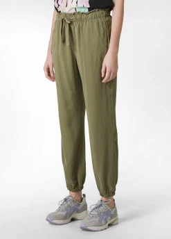 Online Pantalone Jogger In Twill Tencel Verde Donna Pantaloni