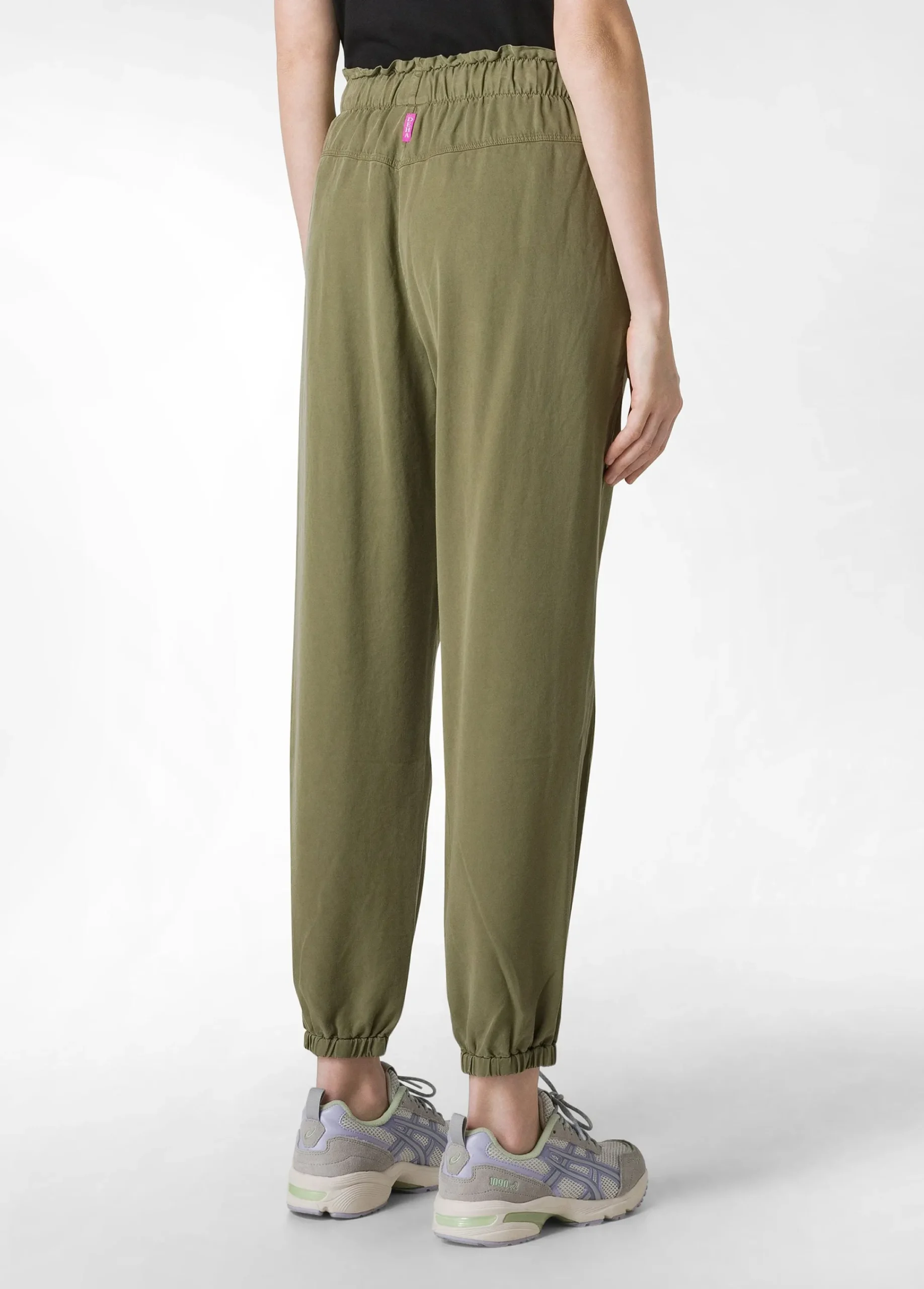 Online Pantalone Jogger In Twill Tencel Verde Donna Pantaloni
