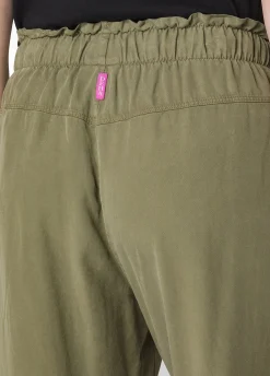 Online Pantalone Jogger In Twill Tencel Verde Donna Pantaloni