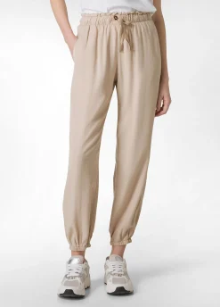 Clearance Pantalone Jogger In Twill Tencel Beige Donna Pantaloni