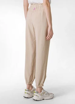 Clearance Pantalone Jogger In Twill Tencel Beige Donna Pantaloni
