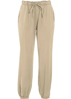 Clearance Pantalone Jogger In Twill Tencel Beige Donna Pantaloni