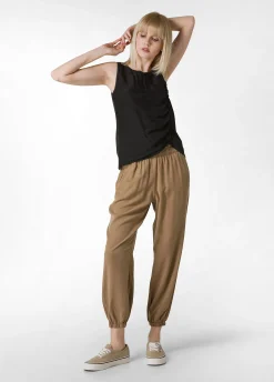 Store Pantalone Jogger In Twill Tencel Marrone Donna Pantaloni