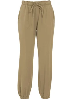 Outlet Pantalone Jogger In Viscosa Crepe Marrone Donna Pantaloni