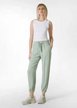 Flash Sale Pantalone Jogger In Viscosa Crepe Verde Donna Pantaloni