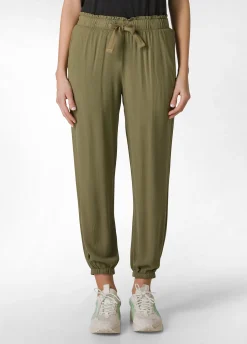 New Pantalone Jogger In Viscosa Crepe Verde Donna Pantaloni