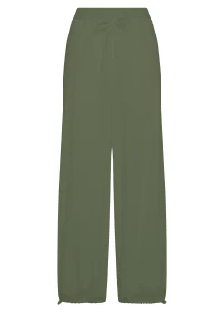 Flash Sale Pantalone Magnum In Popeline Leggero Verde Donna Pantaloni