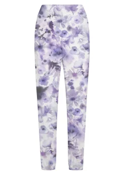 Outlet Pantalone Morbido Misto Viscosa Stampato Viola Donna Pantaloni