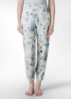 Discount Pantalone Morbido Misto Viscosa Stampato Blu Donna Pantaloni
