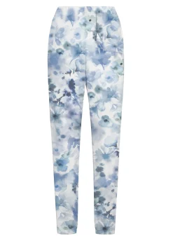 Discount Pantalone Morbido Misto Viscosa Stampato Blu Donna Pantaloni