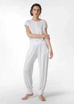Sale Pantalone Odalisca In Viscosa Bianco Donna Pantaloni