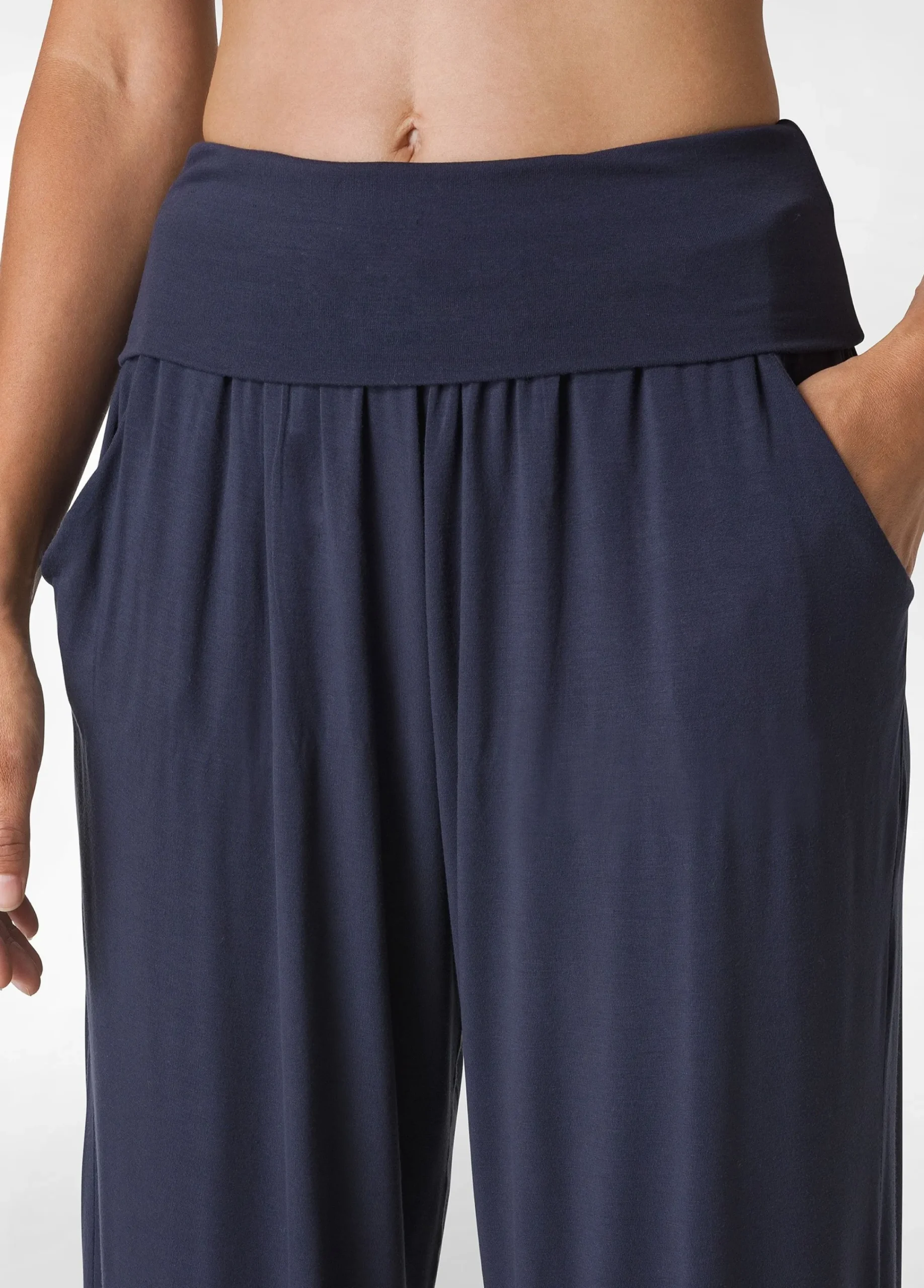 New Pantalone Odalisca In Viscosa Blu Donna Pantaloni