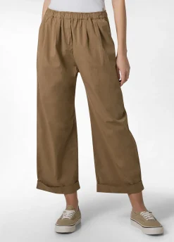 Outlet Pantalone Relaxed In Popeline Marrone Donna Pantaloni