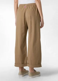 Outlet Pantalone Relaxed In Popeline Marrone Donna Pantaloni
