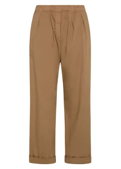 Outlet Pantalone Relaxed In Popeline Marrone Donna Pantaloni