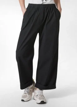 Store Pantalone Relaxed In Popeline Nero Donna Pantaloni
