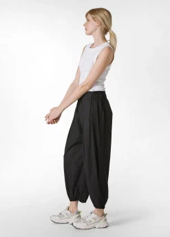 Flash Sale Pantalone Relaxed In Popeline E Raso Nero Donna Pantaloni